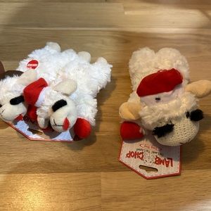 Multi-pet Lamb Chop Christmas Santa & Reindeer Squeaking Stuffed Plush Dog Toys